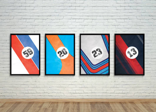 Posters with team liveries